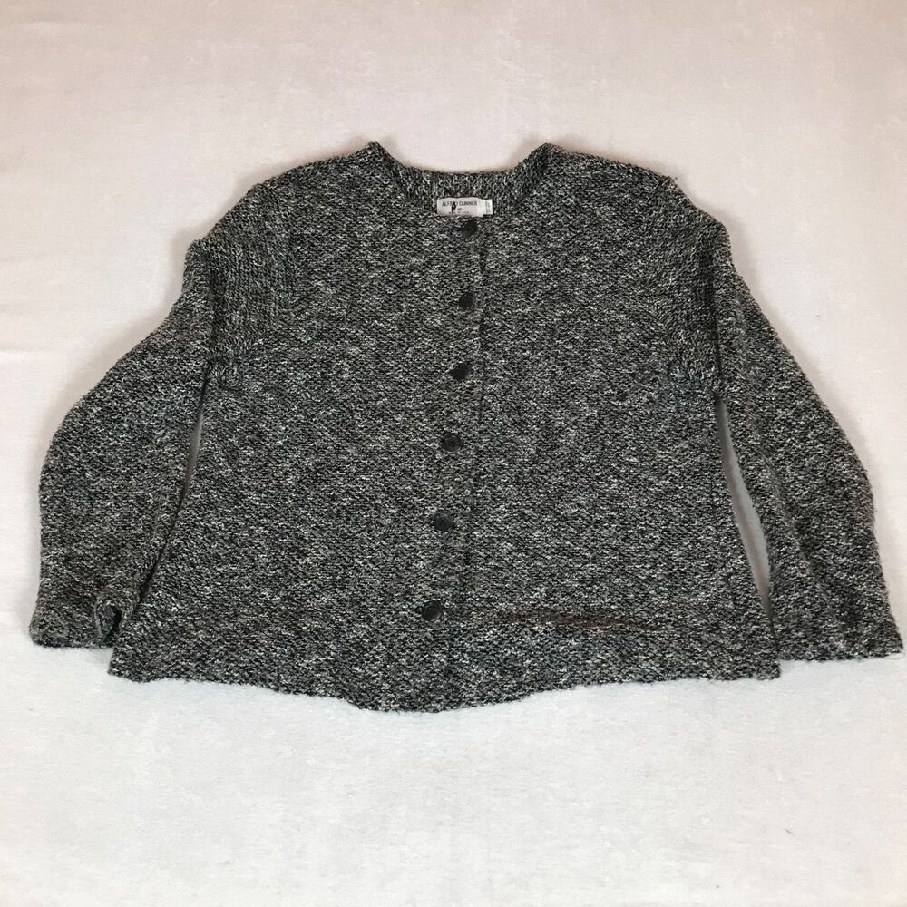Vintage Alfred Dunner Made in USA Gray Button Chunky Knit Cardigan Size 16